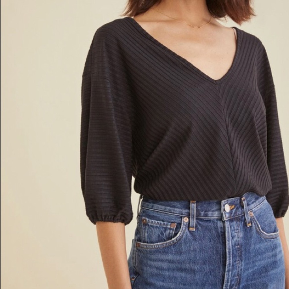 Amour Vert Manette Ribbed Top 3/4 Sleeve